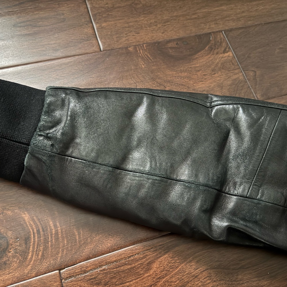 Mackage Down Bomber Jacket with Leather Sleeve - Picture 6 of 7
